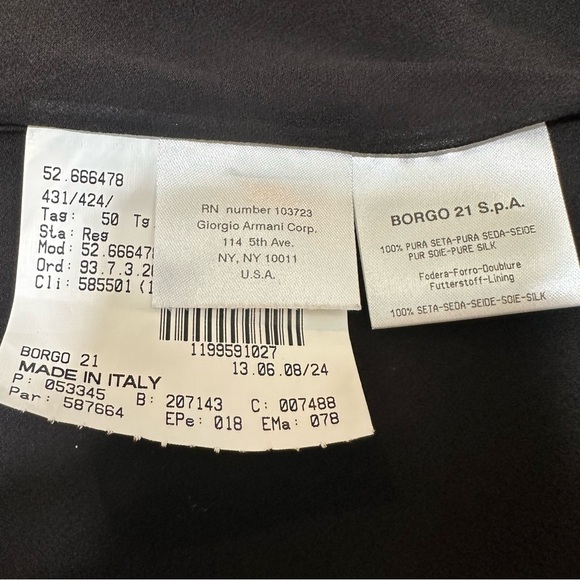 Giorgio Armani black silk A-line midi dress, size 16 - Picture 5 of 6